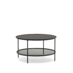 LAFORMA Gilda sofabord, m. 1 hylde, rund – mat sort glas og metal (Ø80) - Kategori: 4 LAFORMA Gilda sofabord, m. 1 hylde, rund - mat sort glas og metal (Ø80)