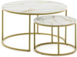 Leonor, Sofabord, hvid/guld, H46x80x80 cm, glas - Kategori: 4 Leonor, Sofabord, hvid/guld, H46x80x80 cm, glas