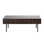 Lustrous sofabord, m. 1 skuffe - espresso eg og sort metal (71x117)