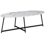 Ovalt Sofabord I Hvid Marmor Look, 120 x 45 x 60 cm - Kategori: 4 Ovalt Sofabord I Hvid Marmor Look, 120 x 45 x 60 cm