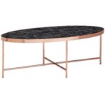 Ovalt sofabord med bordplade i marmor-look, sort, 110 x 40 x 56 cm - Kategori: 4 Ovalt sofabord med bordplade i marmor-look, sort, 110 x 40 x 56 cm