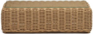 Portlligat, Udendørs sofabord, beige/hvid, H32,5x112x62 cm, syntetisk flet/rattan