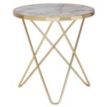 Rundt Sofabord I Hvidt Marmorlook Med Guld – 55 Cm - Kategori: 4 Rundt Sofabord I Hvidt Marmorlook Med Guld - 55 Cm