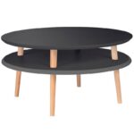 Rundt UFO sofabord i træ med hylde Ø70×35 cm Flere varianter – Blå - Kategori: 4 Rundt UFO sofabord i træ med hylde Ø70x35 cm Flere varianter - Blå