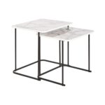 Sæt med 2 borde Hvid Sort 51 x 43 x 49 cm - Kategori: 4 Sæt med 2 borde Hvid Sort 51 x 43 x 49 cm
