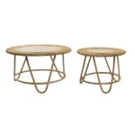 Sæt med 2 borde Lys brun 80 x 80 x 47 cm 80 x 80 x 45,5 cm - Kategori: 4 Sæt med 2 borde Lys brun 80 x 80 x 47 cm 80 x 80 x 45,5 cm