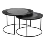Sæt med 2 borde Sort Metal Aluminium 76 x 76 x 44 cm - Kategori: 4 Sæt med 2 borde Sort Metal Aluminium 76 x 76 x 44 cm