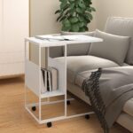 Sidebord med hjul 55x36x63,5 cm konstrueret træ hvid - Kategori: 4 Sidebord med hjul 55x36x63,5 cm konstrueret træ hvid