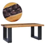 Sofabord 100 x 50 x 40 cm massivt teaktræ og polyresin - Kategori: 4 Sofabord 100 x 50 x 40 cm massivt teaktræ og polyresin