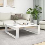 Sofabord 100x100x35 cm konstrueret træ hvid højglans - Kategori: 4 Sofabord 100x100x35 cm konstrueret træ hvid højglans
