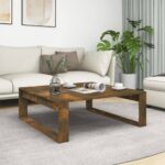Sofabord 100x100x35 cm konstrueret træ røget egetræsfarve - Kategori: 4 Sofabord 100x100x35 cm konstrueret træ røget egetræsfarve