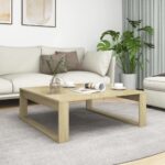 Sofabord 100x100x35 cm konstrueret træ røget egetræsfarve - Kategori: 4 Sofabord 100x100x35 cm konstrueret træ røget egetræsfarve