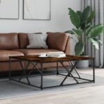 Sofabord 100x100x40 cm konstrueret træ røget egetræsfarve - Kategori: 4 Sofabord 100x100x40 cm konstrueret træ røget egetræsfarve