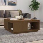 Sofabord 100x101x40,5 cm massivt fyrretræ gyldenbrun - Kategori: 4 Sofabord 100x101x40,5 cm massivt fyrretræ gyldenbrun