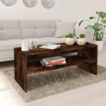 Sofabord 100x40x40 cm konstrueret træ røget egetræsfarve - Kategori: 4 Sofabord 100x40x40 cm konstrueret træ røget egetræsfarve