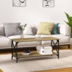 Sofabord 100x45x45 cm konstrueret træ og jern sonoma-eg - Kategori: 4 Sofabord 100x45x45 cm konstrueret træ og jern sonoma-eg