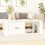 Sofabord 100×50,5×35 cm konstrueret træ hvid højglans - Kategori: 4 Sofabord 100x50,5x35 cm konstrueret træ hvid højglans