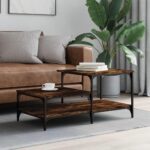 Sofabord 100×50,5×45 cm konstrueret træ røget egetræsfarve - Kategori: 4 Sofabord 100x50,5x45 cm konstrueret træ røget egetræsfarve