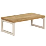 Sofabord 100x50x35 cm massivt mangotræ og stål - Kategori: 4 Sofabord 100x50x35 cm massivt mangotræ og stål