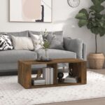 Sofabord 100x50x36 cm konstrueret træ røget egetræsfarve