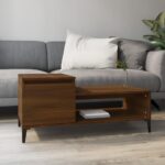 Sofabord 100x50x45 cm konstrueret træ brun egetræsfarve