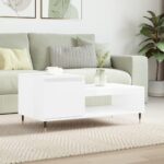 Sofabord 100x50x45 cm konstrueret træ hvid højglans - Kategori: 4 Sofabord 100x50x45 cm konstrueret træ hvid højglans