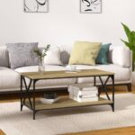 Sofabord 100x50x45 cm konstrueret træ og jern sonoma-eg - Kategori: 4 Sofabord 100x50x45 cm konstrueret træ og jern sonoma-eg