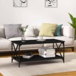 Sofabord 100x50x45 cm konstrueret træ og jern sort - Kategori: 4 Sofabord 100x50x45 cm konstrueret træ og jern sort