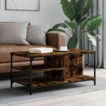 Sofabord 100x50x45 cm konstrueret træ røget egetræsfarve - Kategori: 4 Sofabord 100x50x45 cm konstrueret træ røget egetræsfarve