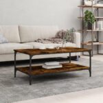 Sofabord 100x55x40 cm konstrueret træ røget egetræsfarve - Kategori: 4 Sofabord 100x55x40 cm konstrueret træ røget egetræsfarve