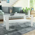 Sofabord 100x59x42 cm konstrueret træ hvid - Kategori: 4 Sofabord 100x59x42 cm konstrueret træ hvid