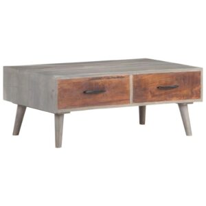 Sofabord 100x60x40 cm massivt ru mangotræ grå