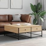 Sofabord 100x99x40 cm konstrueret træ sonoma-eg - Kategori: 4 Sofabord 100x99x40 cm konstrueret træ sonoma-eg