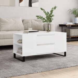 Sofabord 102x44,5x50 cm konstrueret træ hvid højglans