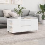 Sofabord 102×44,5×50 cm konstrueret træ hvid højglans - Kategori: 4 Sofabord 102x44,5x50 cm konstrueret træ hvid højglans