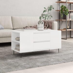 Sofabord 102x44,5x50 cm konstrueret træ hvid højglans