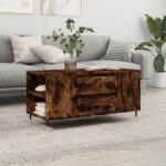 Sofabord 102×44,5×50 cm konstrueret træ røget egetræsfarve - Kategori: 4 Sofabord 102x44,5x50 cm konstrueret træ røget egetræsfarve
