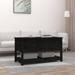 Sofabord 102x49x55 cm massivt fyrretræ sort - Kategori: 4 Sofabord 102x49x55 cm massivt fyrretræ sort