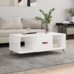 Sofabord 102x50x40 cm konstrueret træ hvid højglans - Kategori: 4 Sofabord 102x50x40 cm konstrueret træ hvid højglans