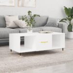Sofabord 102x50x40 cm konstrueret træ hvid højglans - Kategori: 4 Sofabord 102x50x40 cm konstrueret træ hvid højglans