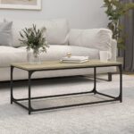 Sofabord 102x50x40 cm konstrueret træ og jern Sonoma-eg - Kategori: 4 Sofabord 102x50x40 cm konstrueret træ og jern Sonoma-eg