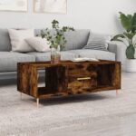 Sofabord 102x50x40 cm konstrueret træ røget egetræsfarve - Kategori: 4 Sofabord 102x50x40 cm konstrueret træ røget egetræsfarve