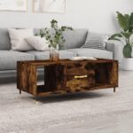 Sofabord 102x50x40 cm konstrueret træ røget egetræsfarve - Kategori: 4 Sofabord 102x50x40 cm konstrueret træ røget egetræsfarve