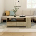 Sofabord 102x55x42 cm konstrueret træ sonoma-eg - Kategori: 4 Sofabord 102x55x42 cm konstrueret træ sonoma-eg