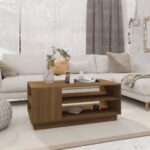 Sofabord 102x55x43 cm konstrueret træ brun egetræ - Kategori: 4 Sofabord 102x55x43 cm konstrueret træ brun egetræ