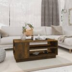 Sofabord 102x55x43 cm konstrueret træ røget egetræsfarve - Kategori: 4 Sofabord 102x55x43 cm konstrueret træ røget egetræsfarve