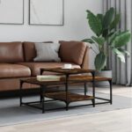 Sofabord 102x60x45 cm konstrueret træ røget egetræsfarve - Kategori: 4 Sofabord 102x60x45 cm konstrueret træ røget egetræsfarve