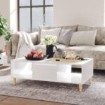 Sofabord 103,5x60x35 cm spånplade hvid højglans - Kategori: 4 Sofabord 103,5x60x35 cm spånplade hvid højglans