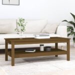 Sofabord 110x50x40 cm massivt fyrretræ gyldenbrun - Kategori: 4 Sofabord 110x50x40 cm massivt fyrretræ gyldenbrun