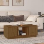 Sofabord 110x50x40 cm massivt fyrretræ gyldenbrun - Kategori: 4 Sofabord 110x50x40 cm massivt fyrretræ gyldenbrun